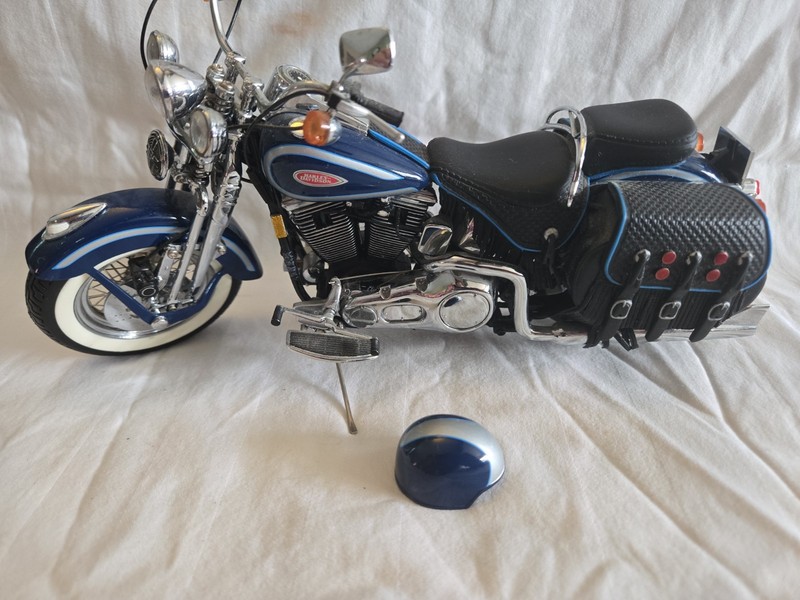 Franklin MINT Harley Davidson Blue Heritage Springer 1:10 Diecast Helmet EUC