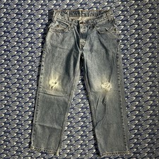 Vtg 80s Levi  s 550 Relaxed Fit Orange Tab Denim Blue Jeans Light Fade Worn 31x27