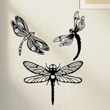 3 Pieces Metal Dragonfly Wall Decor Outdoor Dragonfly Garden Art Metal Indoor