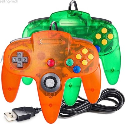 2PCS USB Retro N64 Game Pad Controllers for Windows Raspberry Pi PC Emulator