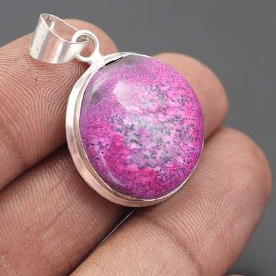 Rosa Dendrit Edelstein 925 Sterling Silber Handarbeit Anhänger Schmuck Geschenk für Sie