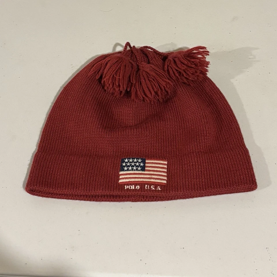 De colección Ralph Lauren Polo Borlas EE. UU. Invierno Gorro Sombrero Esquí Mezcla Lana P-3 Foto 3 de 4