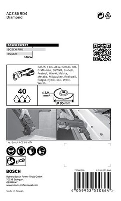 Bosch EXPERT ACZ 85 RD4 Segmentblatt für Multifunktionswerkzeuge, 85 mm