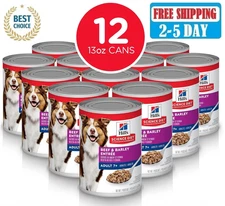 Hill's Science Diet Adult 7+ Beef & Barley Entree Wet Dog Food 13 oz x 12 Pack
