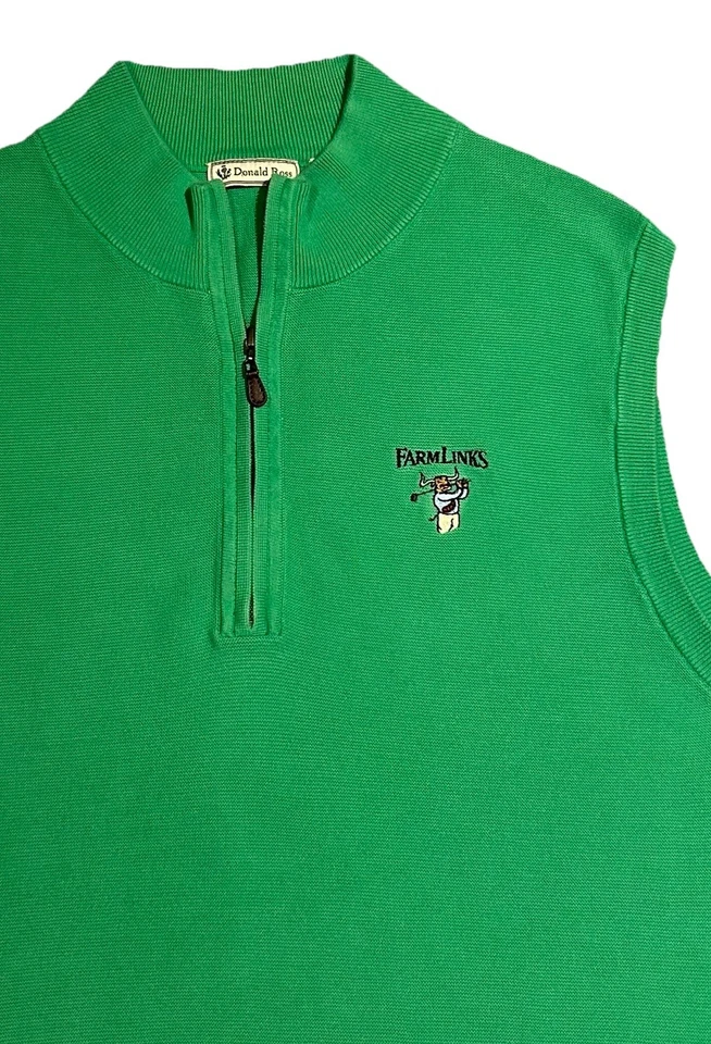 Donald Ross 1/4 Cremallera Suéter Chaleco de Golf Para Hombre XL "Farm Links" Kelly Verde Usado en Excelente Condición!! Foto 4 de 4