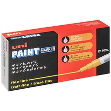 Uni-Paint 63703 Permanent Marker, Fine Tip, Blue Color Family, Paint, 12 Pk