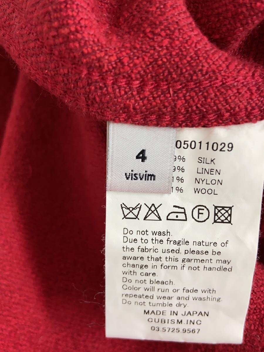 visvim 15SS/DUGOUT SHIRT S/S (WOOL/LINEN)/4/Silk/RED/0115105011029