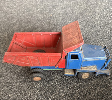 MACK DUMP MINING TRUCK TIN FRICTION TOY JAPAN IN BLUE