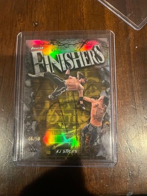 2025 Topps Finest WWE - Finishers AJ Styles #FNS-AJ Die-Cut Refractor /75