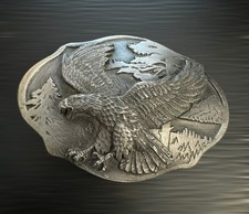 Flying Bald Eagle Arroyo Grande Belt Buckle 1989 USA AG33 Oval 3D Pewter