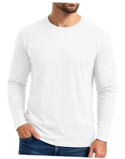  Men's Thermal Underwear Tops Fleece Lined Base Layer Long Sleeve Large White