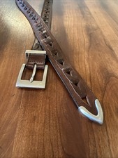 Vintage Mens Braided Belt Size 38 Saddle Brown Genuine Leather Woven Supple