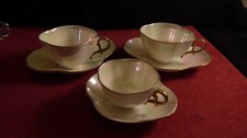 Lot de 3 Tasses Quadrilobée Sarreguemines Porcelaine blanche nacrée