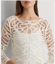 Ralph Lauren Battenberg Lace Sheath Dress White Dress Size 8