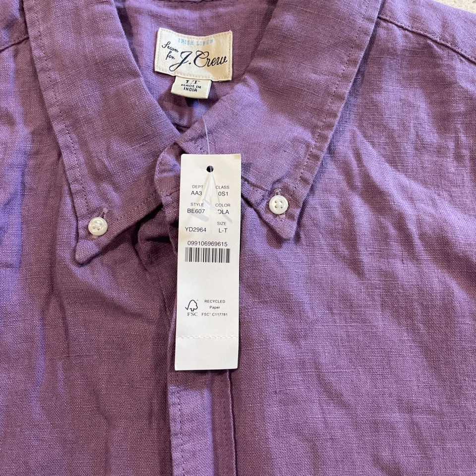 J. CREW BAIRD MCNUTT IRISH LINEN S/S SHIRT IN Purple SIZE LT Tall NWT - Image 3 of 4
