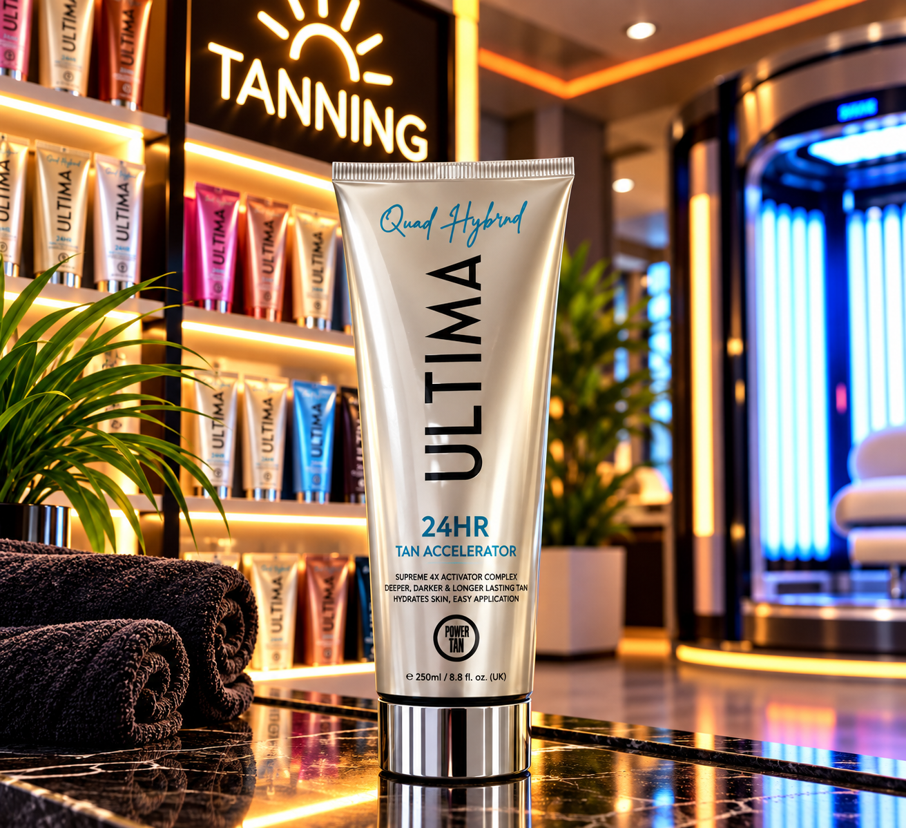 Power Tan Ultima Quad 24 Hour Hybrid UV Sunbed Tanning Cream Accelerator 250ml - Image 5