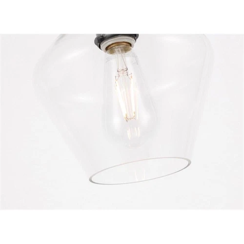 Living District Gene 1-Light Metal & Glass Flush Mount in Black/Clear - Picture 4 of 7