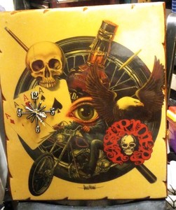 Vintage David Mann EASY RIDERS Aces High Wall Clock Working