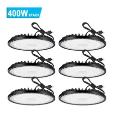 6Pcs UFO LED High Bay Light 400W Commercial Industrial Warehouse Factory Light