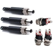 PEN 3 Sets 5.5mm x 2.1mm Male DC Power Plug Connector  5.5mmX2.1mm, black