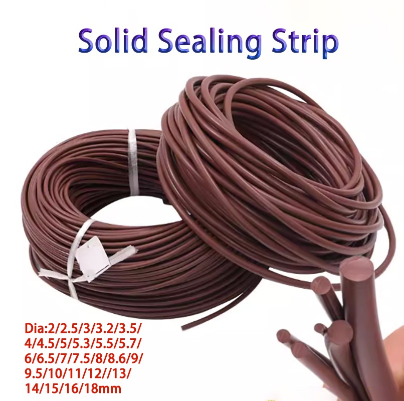 Tiras de goma redondas fluor sólidas FKM marrón cuerda redonda cinta de sellado Ø2 mm-18 mm