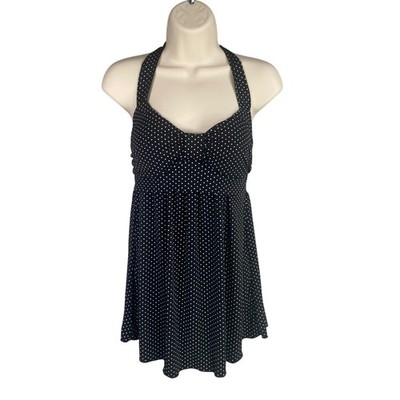 Y2k Halter Babydoll Top Womens Small Polka Dot Coquette Indie Dark Romantic