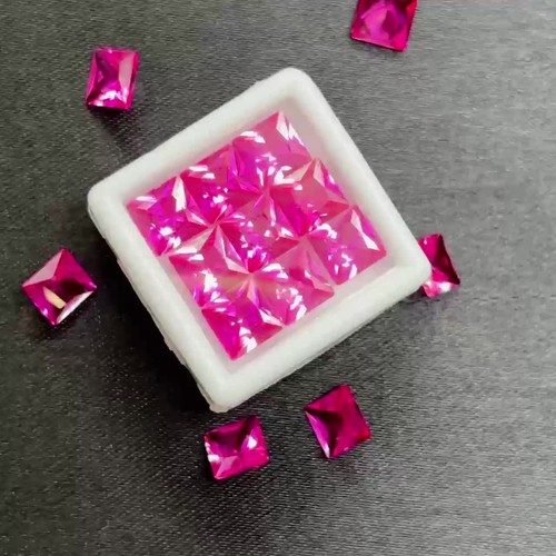 8.00 Ct Flawless 8 PCS Natural Red Ruby Loose Gemstone CERTIFIED Square Cut Lot - Video 1 of 1