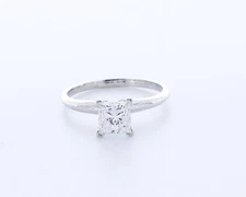 1.3 CT Lab-Created Diamond E/VVS2 Princess 14K White Gold Classic Solitaire Ring