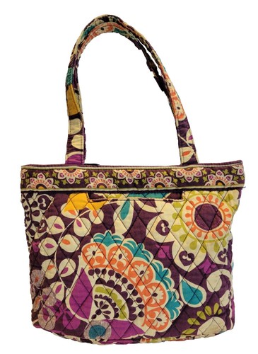 Vera Bradley Retired Tote Bag Zippered Plum Crazy Multicolor - Picture 11 of 11