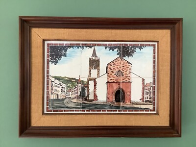 Ceramic Tile Painting of the Funchal Cathedral Madeira Region,Funchal, Portugal