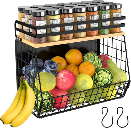 Heavy Duty Magnetic Shelf for Fridge with Wood Lid, Fruit Potato & Onion Stor... - Picture 2 of 12