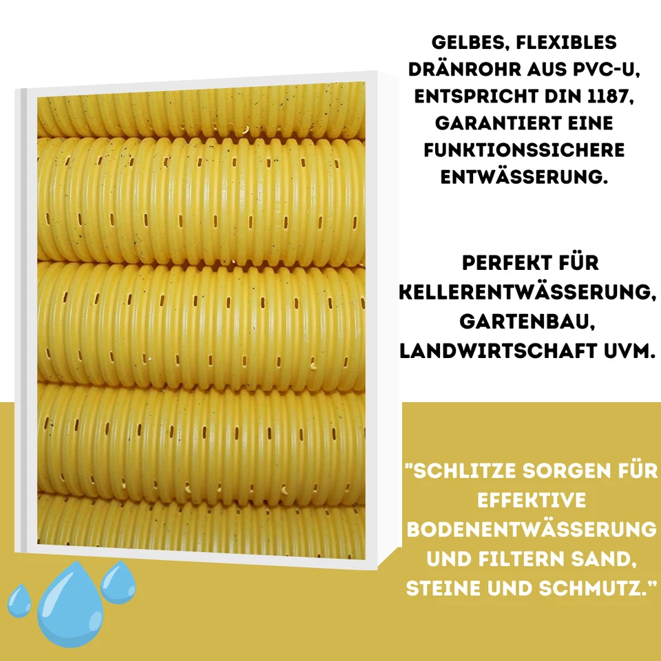 Drainage Drainagerohr PVC-U Dränrohr Effektive Entwässerung DN100 DN80 DN65 DN50 - Bild 3 von 4