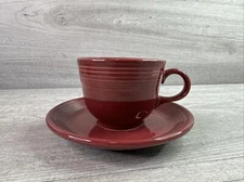 Fiesta Homer Laughlin Cinnabar Teacup and Saucer Set