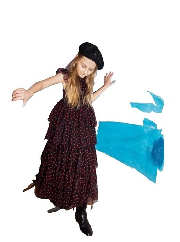 SONIA RYKIEL Paris Girl Dress 5 Y Black with Multicolor Rhinestone