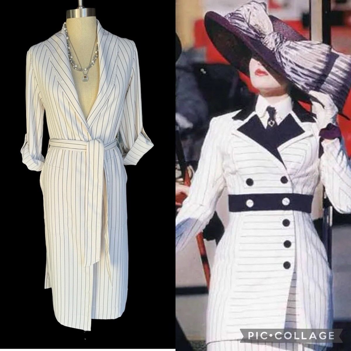Babaton Aritzia Kahlo Coat Jacket XXS Ivory Black Pinstripe Babaton Aritzia Kahlo Coat Jacket XXS Ivory Black Pinstripe