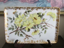  Hand Painted Tray Yellow Wild Roses Signed Unmarked