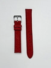 14mm Red Genuine Leather Watch Band - USA