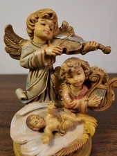 Nativity Accessory 5" Angels Play Music for Baby Jesus - Figure Harp Violin