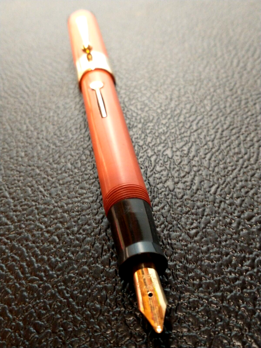 OVERSIZED MARXTON 14K BROAD FLEX NIB VINTAGE FOUNTAIN PEN ORANGE