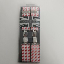 Holiday Suspenders Reindeer White Red Men's New Rowling