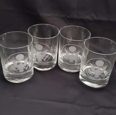 Vintage E-Pluribus Unum  Eagle Club Clear Glass Set of 4