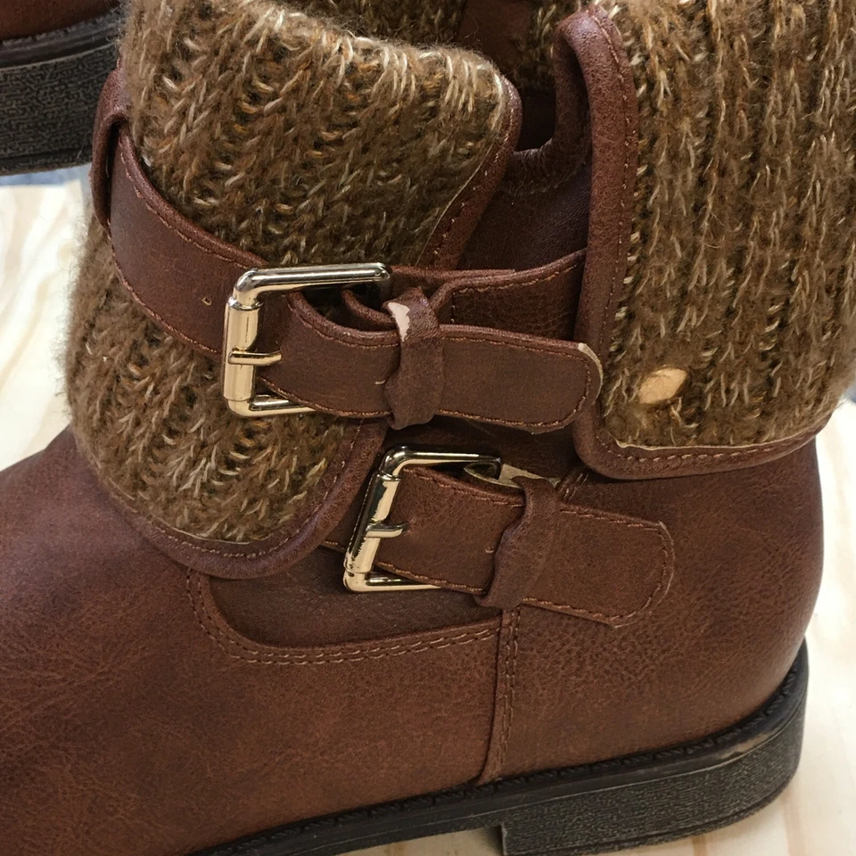 Justfab ботильоны женщин 7,5 коричневый Sheba свитер пряжка круглый носок кожи - Изображение 3 из 4