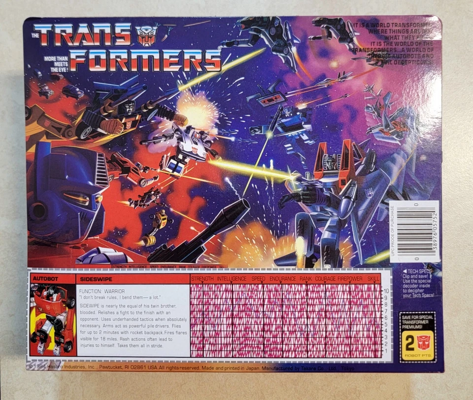 TRANSFORMERS G1 AUTOBOT SIDESWIPE MISB US SELLER RARE! CAR TOY ROBOT - Image 2 of 3