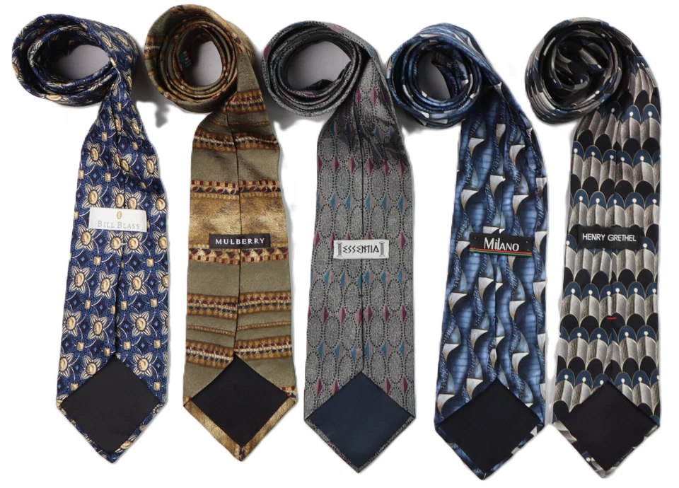 Лот из 5 мужских галстуков 100% шелк шелковица Essentia Италия Милан Генри Гретель - Изображение 2 из 4