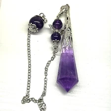 1pc Natural Amethyst Quartz Crystal Chakra Pendulum Reiki Point Healing