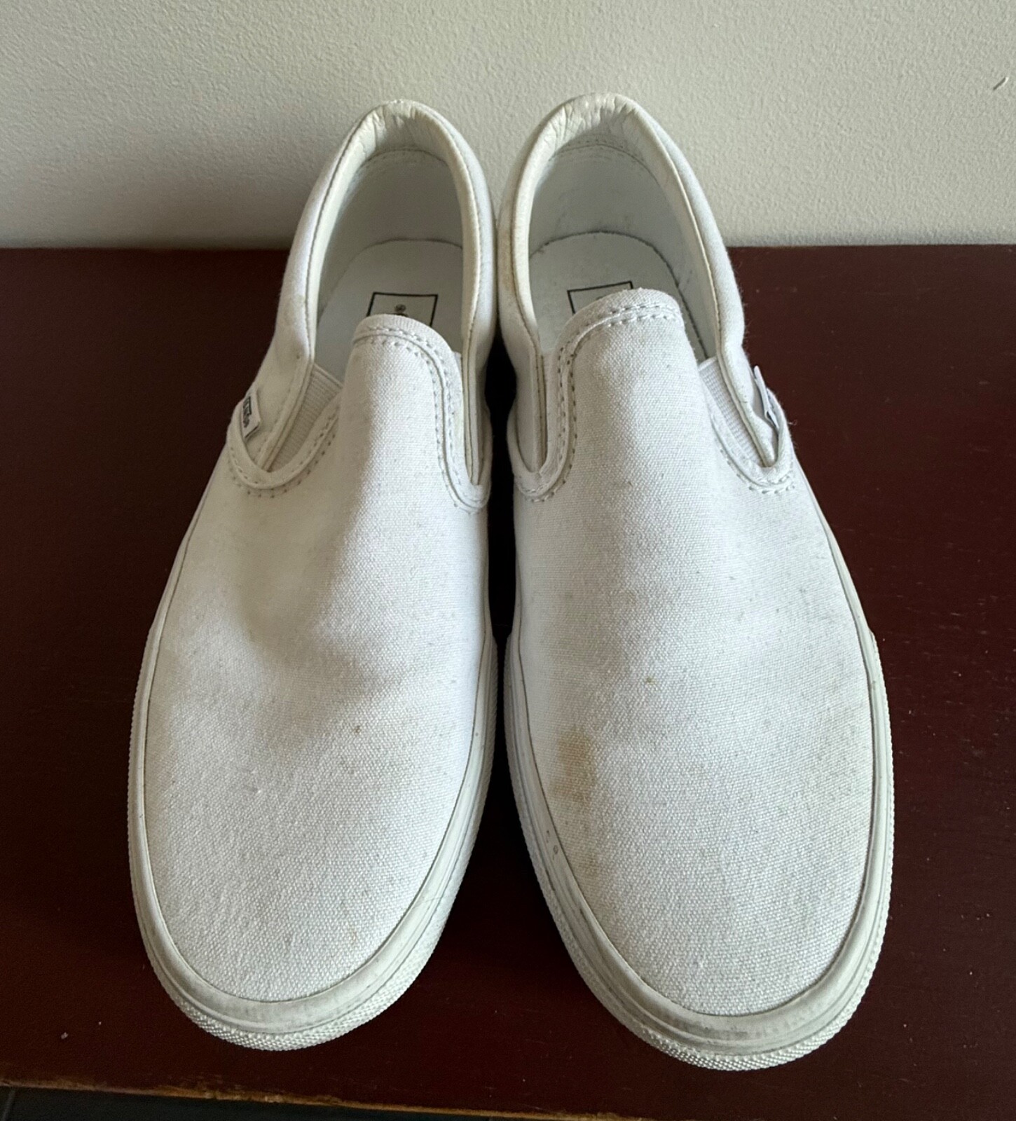 VANS Off the Wall White Canvas Slip on Low Top Sneakers Women's Size