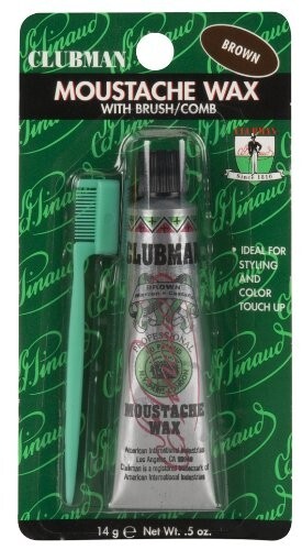 CLUBMAN MOUSTACHE WAX W/ COMB Styling Products Color Brown