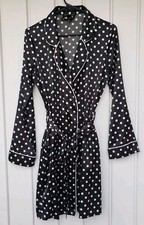 Victoria's Secret Satin Polka Dot Robe Size Small Black White