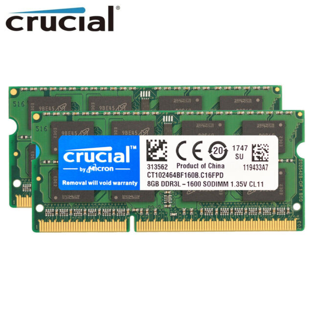Crucial 8GB DDR3L 1600MHz 204-Pin Sodimm Memory LAPTOP PC3L-12800 DDR3L LOT- WN9600
