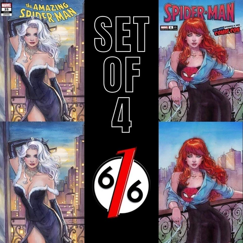 🔥🕷 SABINE RICH BLACK CAT & MARY JANE SKYLINE Trade Dress & Virgin Variant Set